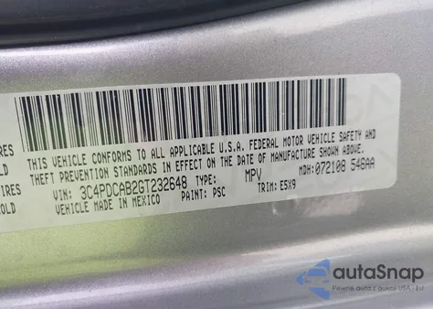 2016 Dodge Journey Se from USA, damaged, VIN 3C4PDCAB2GT232648